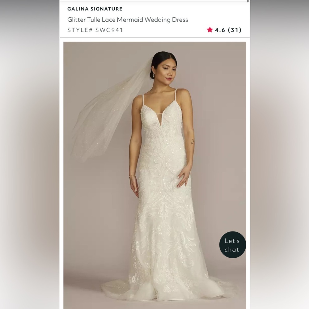 GALINA SIGNATURE Glitter Tulle Lace Mermaid Wedding Dress STYLE# SWG941